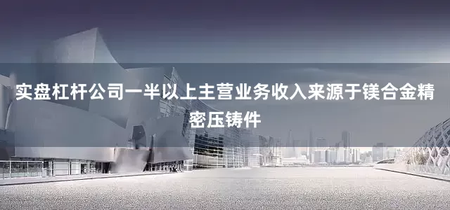实盘杠杆公司一半以上主营业务收入来源于镁合金精密压铸件